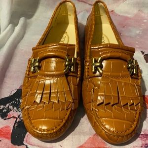 Women's Brown Crocodile Effect Double-t Loafers